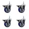 Service Caster 4 Inch Blue Polyurethane 38 Inch Threaded Stem Caster Set with Brake SCC-TS20S414-PPUB-BLUE-PLB-381615-4 - alternate 1